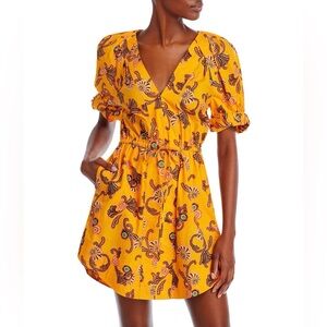 A.L.C. Mia Printed Puff-Sleeve Mini Dress Size 4